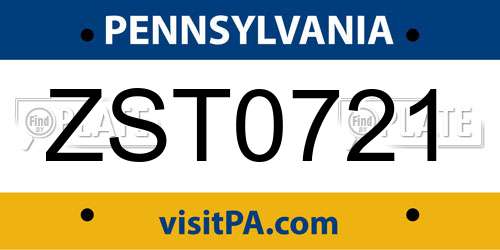 ZST0721 Pennsylvania License Plate