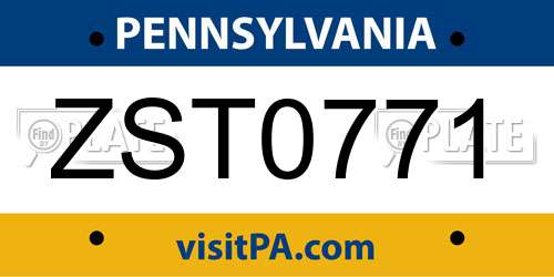 ZST0771 Pennsylvania License Plate