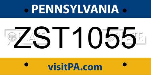 ZST1055 Pennsylvania License Plate