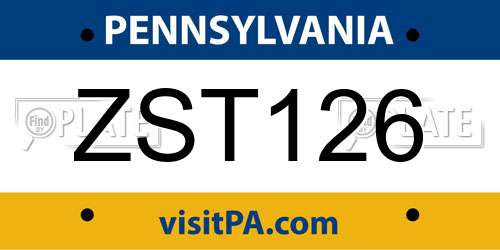 ZST126 Pennsylvania License Plate