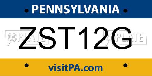 ZST12G Pennsylvania License Plate