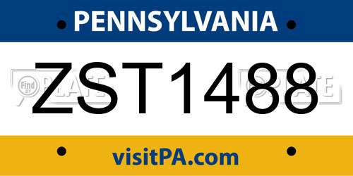ZST1488 Pennsylvania License Plate