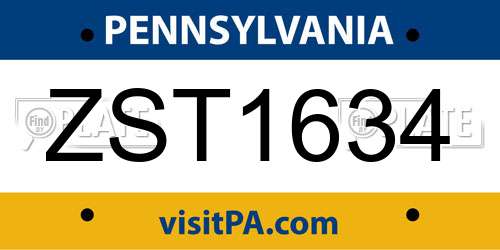ZST1634 Pennsylvania License Plate