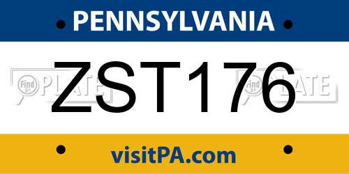 ZST176 Pennsylvania License Plate