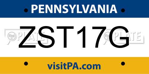 ZST17G Pennsylvania License Plate
