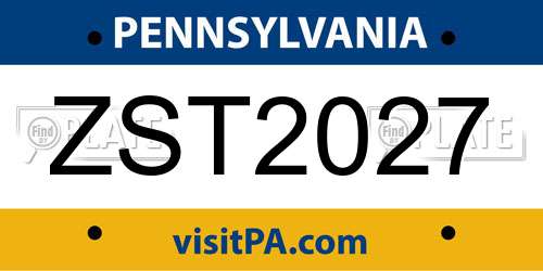 ZST2027 Pennsylvania License Plate