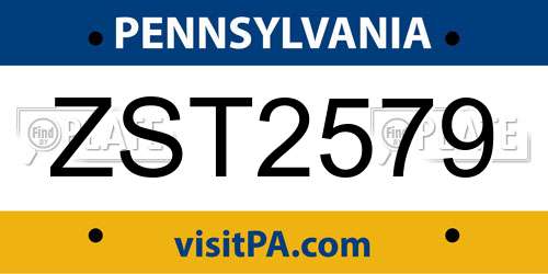 ZST2579 Pennsylvania License Plate