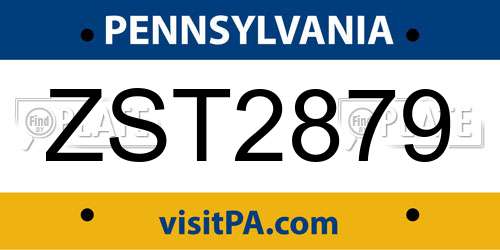 ZST2879 Pennsylvania License Plate