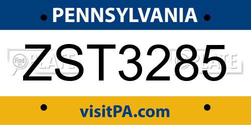 ZST3285 Pennsylvania License Plate