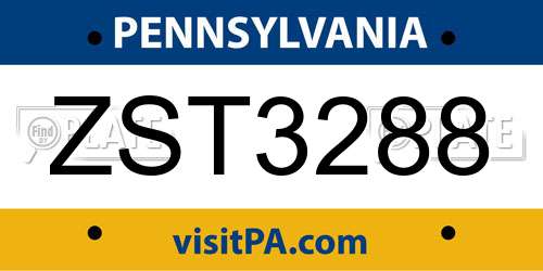 ZST3288 Pennsylvania License Plate