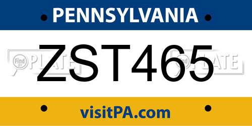 ZST465 Pennsylvania License Plate