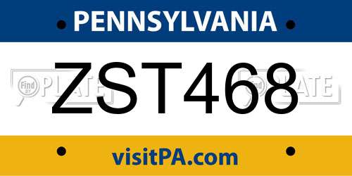 ZST468 Pennsylvania License Plate