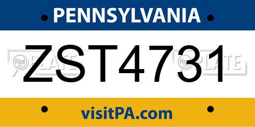 ZST4731 Pennsylvania License Plate