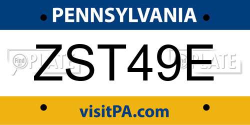 ZST49E Pennsylvania License Plate