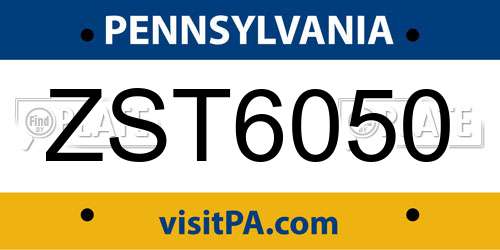 ZST6050 Pennsylvania License Plate