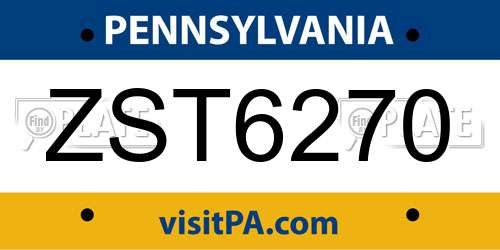 ZST6270 Pennsylvania License Plate
