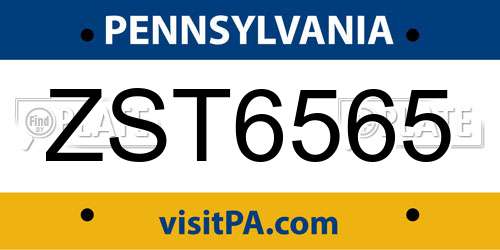 ZST6565 Pennsylvania License Plate