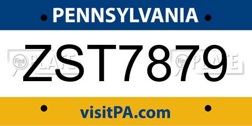 ZST7879 Pennsylvania License Plate
