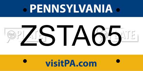 ZSTA65 Pennsylvania License Plate
