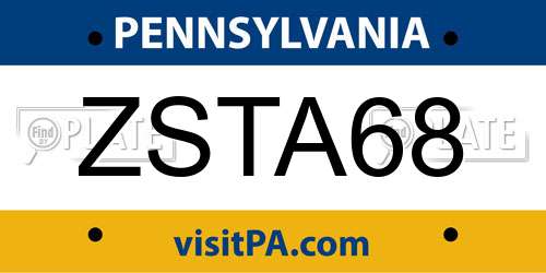 ZSTA68 Pennsylvania License Plate