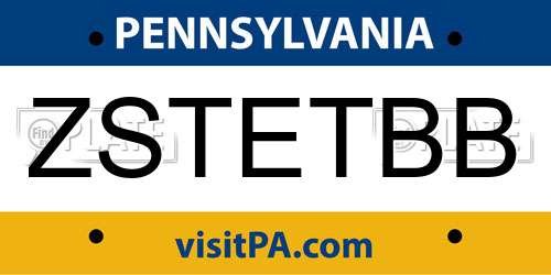 ZSTETBB Pennsylvania License Plate