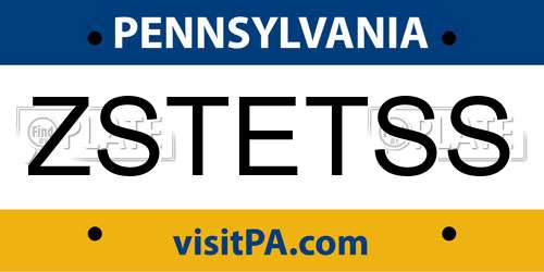 ZSTETSS Pennsylvania License Plate