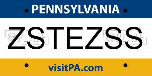 ZSTEZSS Pennsylvania License Plate