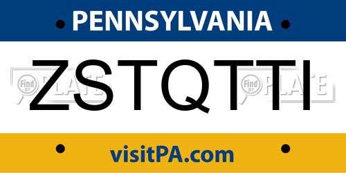 ZSTQTTI Pennsylvania License Plate