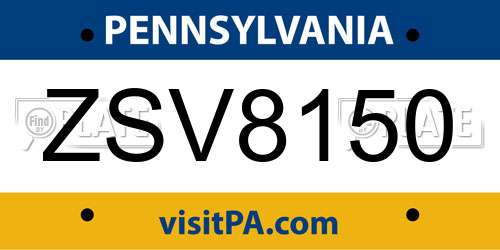 ZSV8150 Pennsylvania License Plate