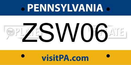 ZSW06 Pennsylvania License Plate