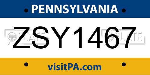ZSY1467 Pennsylvania License Plate