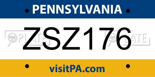 ZSZ176 Pennsylvania License Plate
