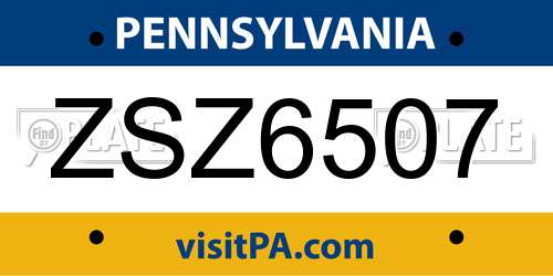 ZSZ6507 Pennsylvania License Plate