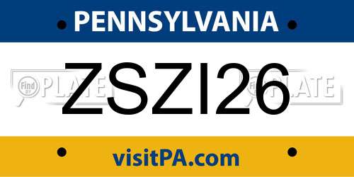 ZSZI26 Pennsylvania License Plate