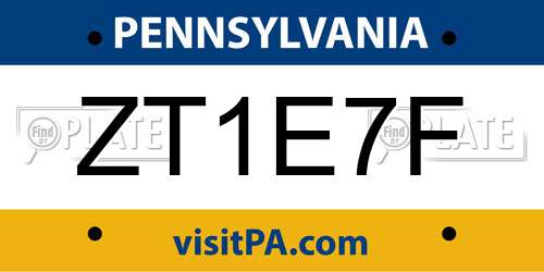 ZT1E7F Pennsylvania License Plate