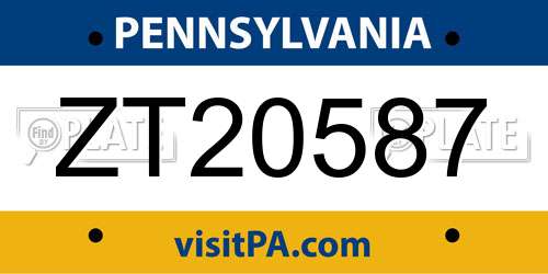 ZT20587 Pennsylvania License Plate