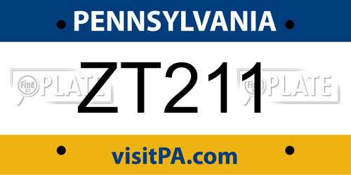 ZT211 Pennsylvania License Plate