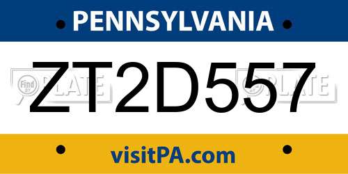 ZT2D557 Pennsylvania License Plate