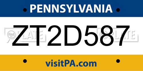 ZT2D587 Pennsylvania License Plate