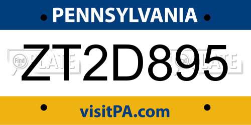 ZT2D895 Pennsylvania License Plate