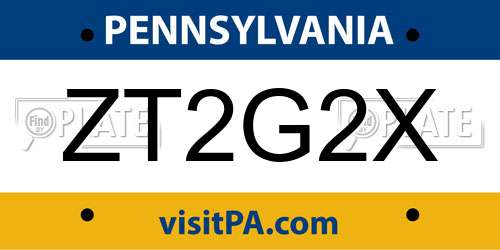 ZT2G2X Pennsylvania License Plate