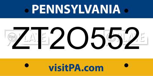ZT2O552 Pennsylvania License Plate