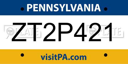 ZT2P421 Pennsylvania License Plate
