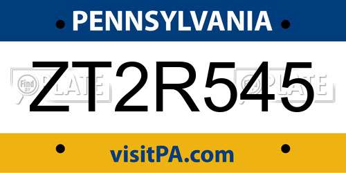 ZT2R545 Pennsylvania License Plate