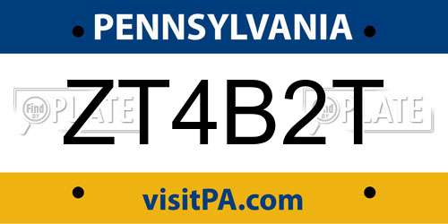 ZT4B2T Pennsylvania License Plate
