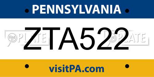 ZTA522 Pennsylvania License Plate
