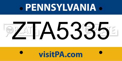ZTA5335 Pennsylvania License Plate