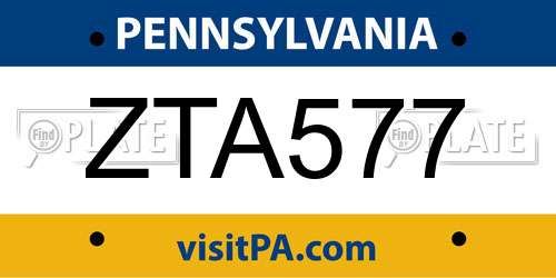 ZTA577 Pennsylvania License Plate