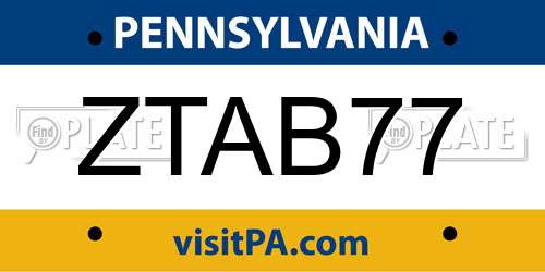ZTAB77 Pennsylvania License Plate