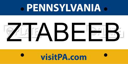 ZTABEEB Pennsylvania License Plate